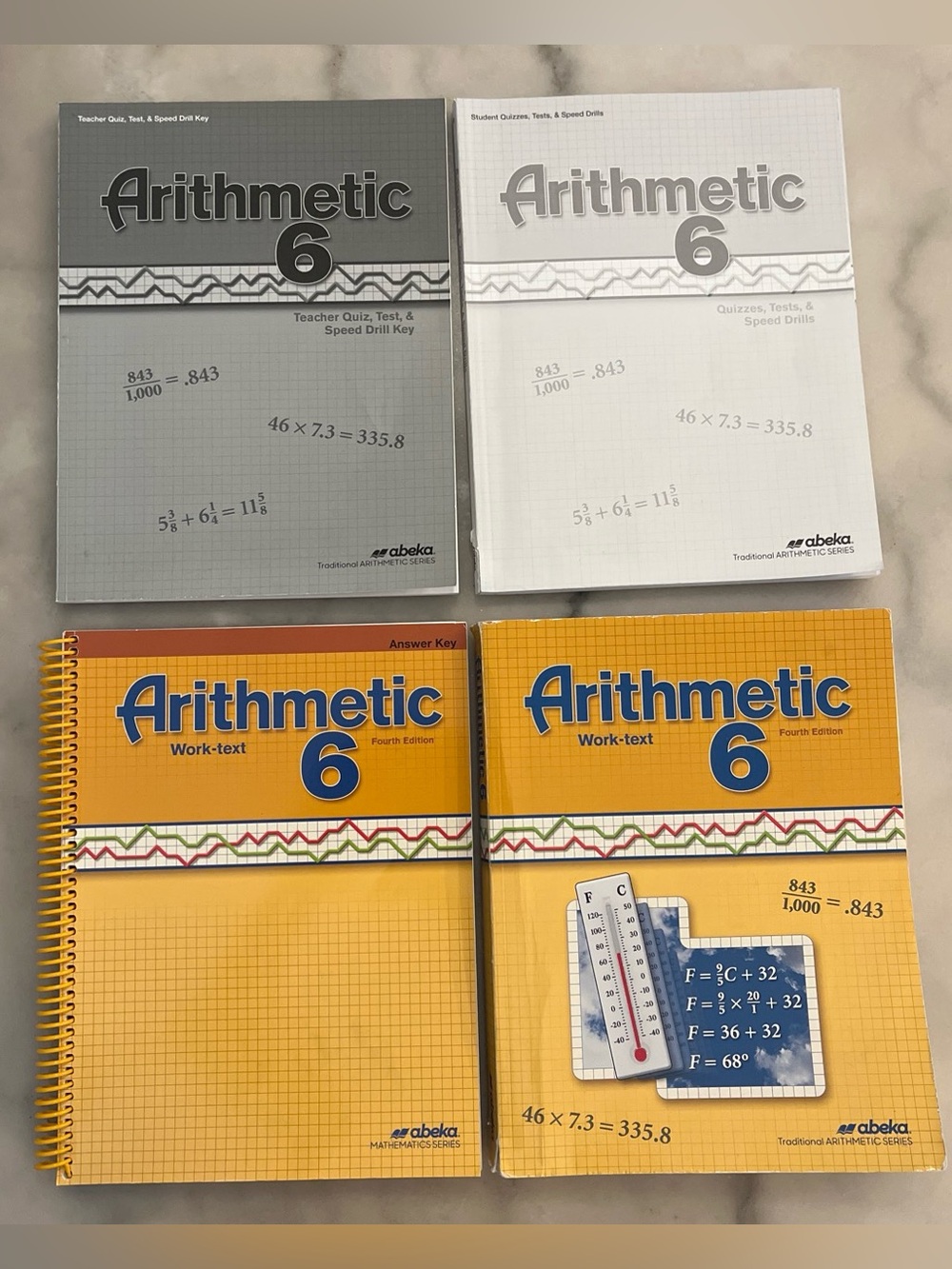 Abeka Arithmetic 6 Worktext Set - Yellow & Gray Covers